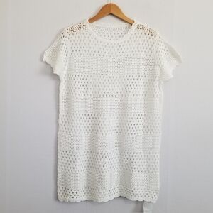 NWT Buauty White Crochet Coverup Top Size Medium